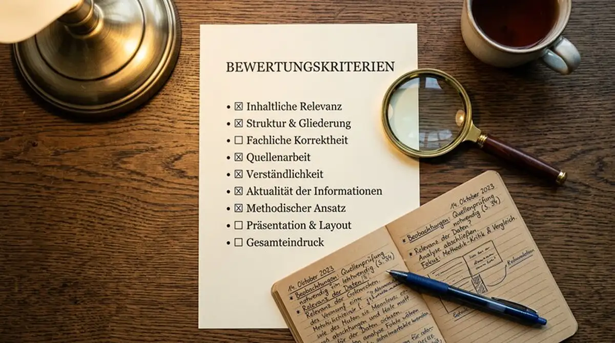 Methodik und Bewertungskriterien für Casino-Tests – Checkliste auf einem Schreibtisch