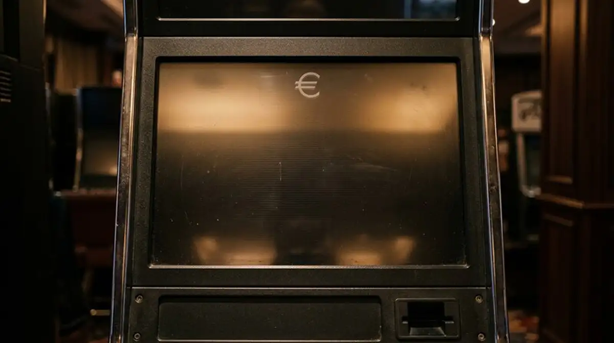 Leuchtender Jackpot-Zähler auf einem Spielautomaten-Display in ruhiger Umgebung