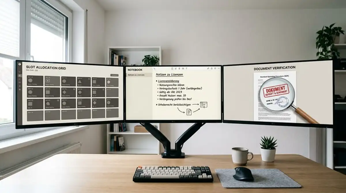 Merkur-Casino-Vergleich mit Spielautomaten, Lizenz-Logo und Tastatur