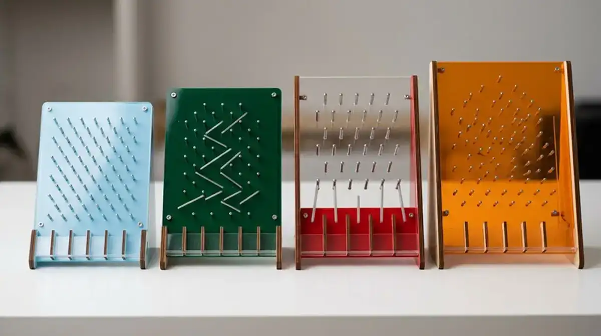 Vier Plinko-Spielvarianten nebeneinander: BGaming, Spribe, Hacksaw und Olympus, jeweils mit RTP und Maximalmultiplikator beschriftet