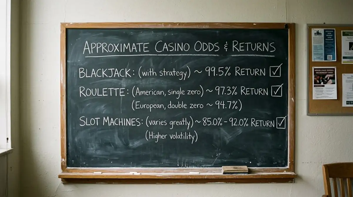 Vergleich der Auszahlungsquoten von Spielautomaten, Blackjack und Roulette