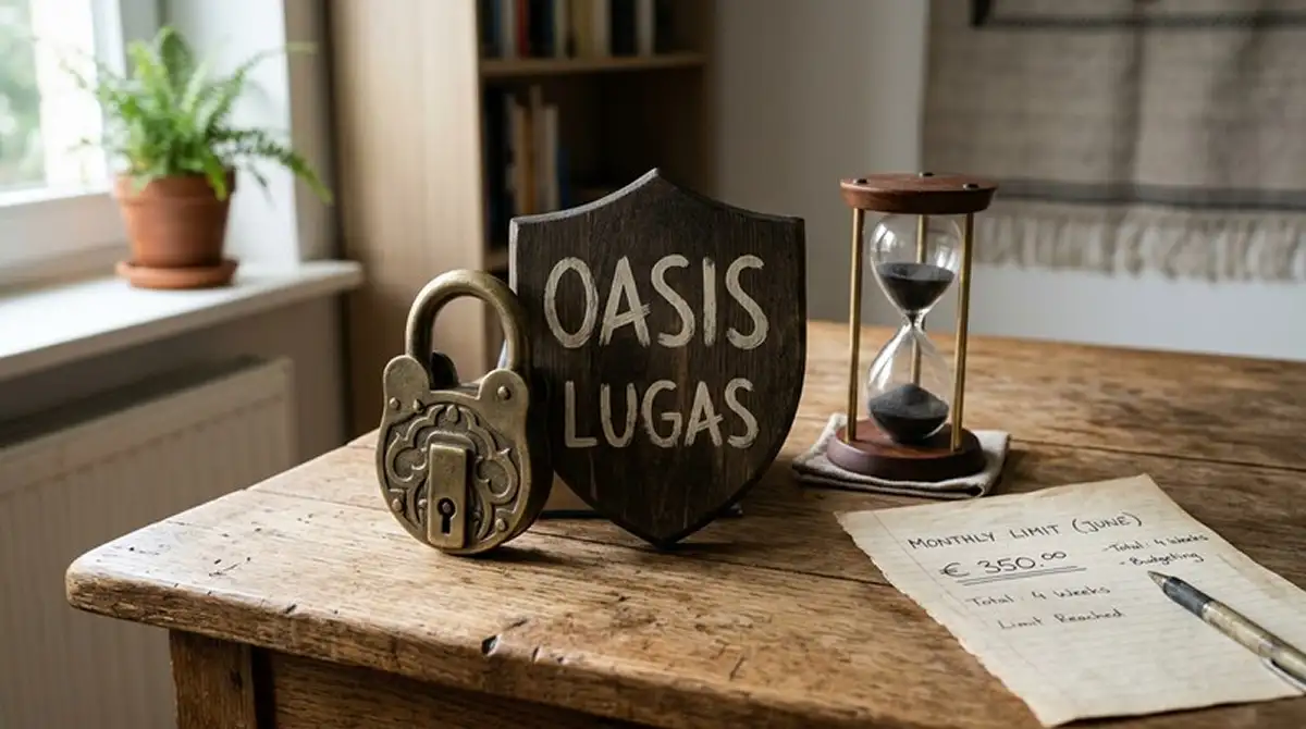 Spielerschutz-Symbole OASIS LUGAS Einzahlungslimit und Verantwortungs-Symbole