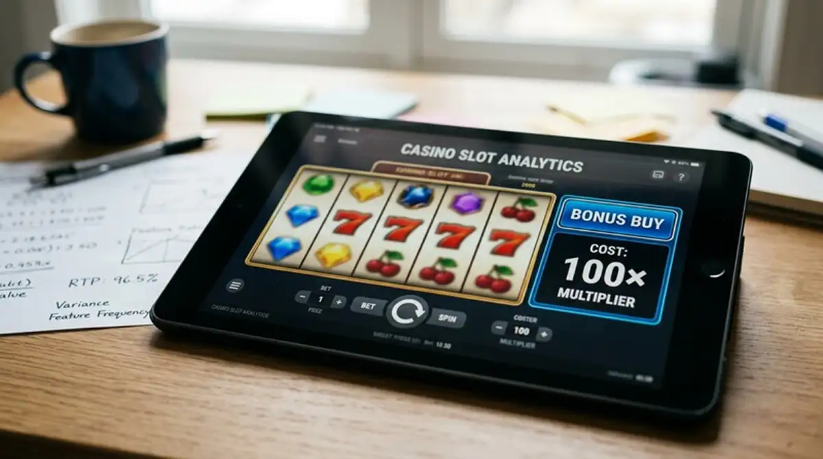 Bonus-Buy-Preisspanne und Varianten – Slot-Übersicht mit Kauf-Button und Multiplikator