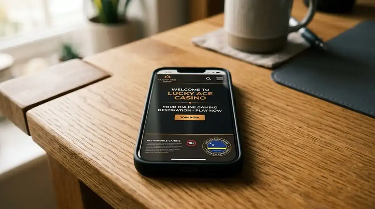 Neue Curaçao-Casino-Plattform auf einem Smartphone mit Lizenzbadge