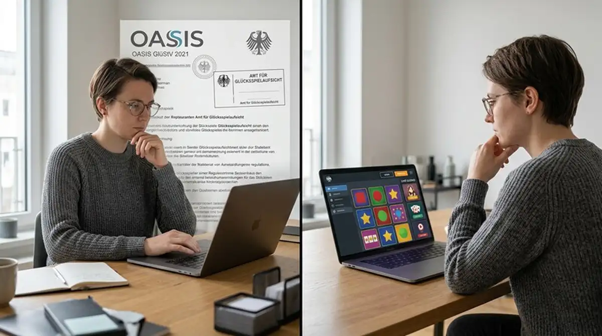 Hero: Spieler zwischen deutscher OASIS-Sperrdatei und Offshore-Casino-Lobby