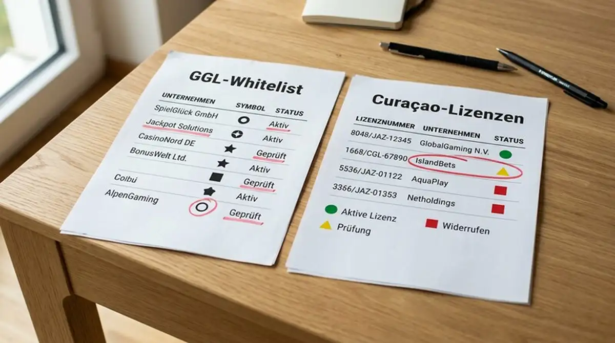 Vergleich GGL-Whitelist und Offshore-Lizenz in einer Tabelle